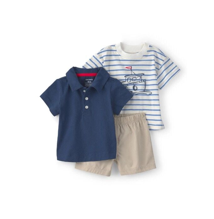 Carters Erkek Bebek Body Şort Set 1U744110 Mavi