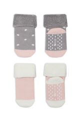 Bi̇style 2'li Havlu Soket Kaymaz Point Gi̇rl 10505 Gri Pudra