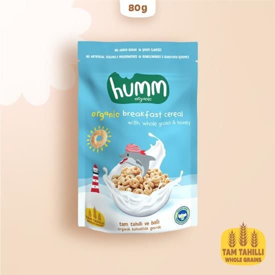 Humm Organik Tam Tahıllı ve Ballı Kahvaltılık Gevrek 80gr