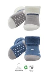 Bi̇style 2'li Havlu Soket Kaymaz Point Boy 10506 İndigo Gri