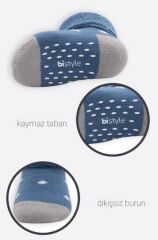 Bi̇style 2'li Havlu Soket Kaymaz Point Boy 10506 İndigo Gri