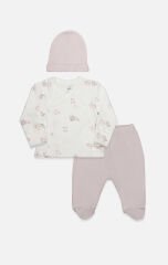 Bistyle 3lü Zıbın Takım Love You Family 13122 Pudra