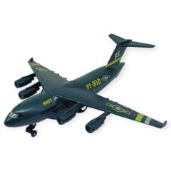 Çek Bırak Sesli Işıklı Metal Kargo Uçağı 21 cm - Füme