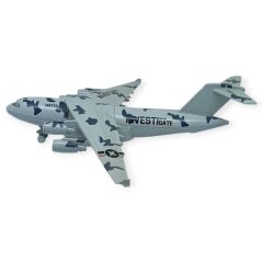 Çek Bırak Sesli Işıklı Metal Kargo Uçağı 21 cm - Gri