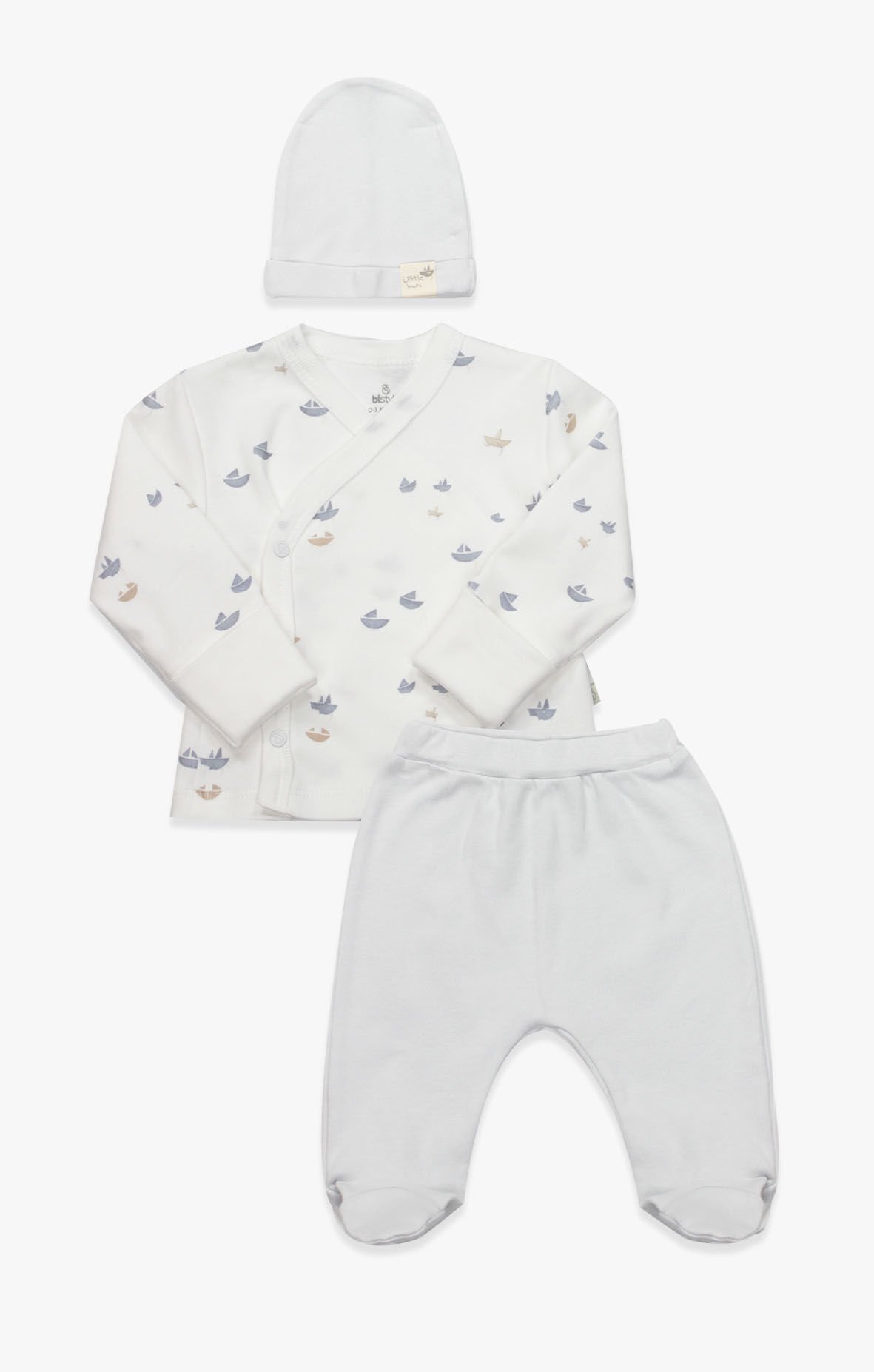 Bistyle 3lü Zıbın Takım Little Boats 13125 Ekru