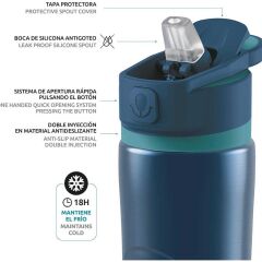 Quokka Staınless Steel Bottle Sprıng Azurıte 600ML