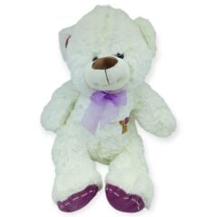 Peluş Papyonlu Ayıcık 40 cm - Beyaz
