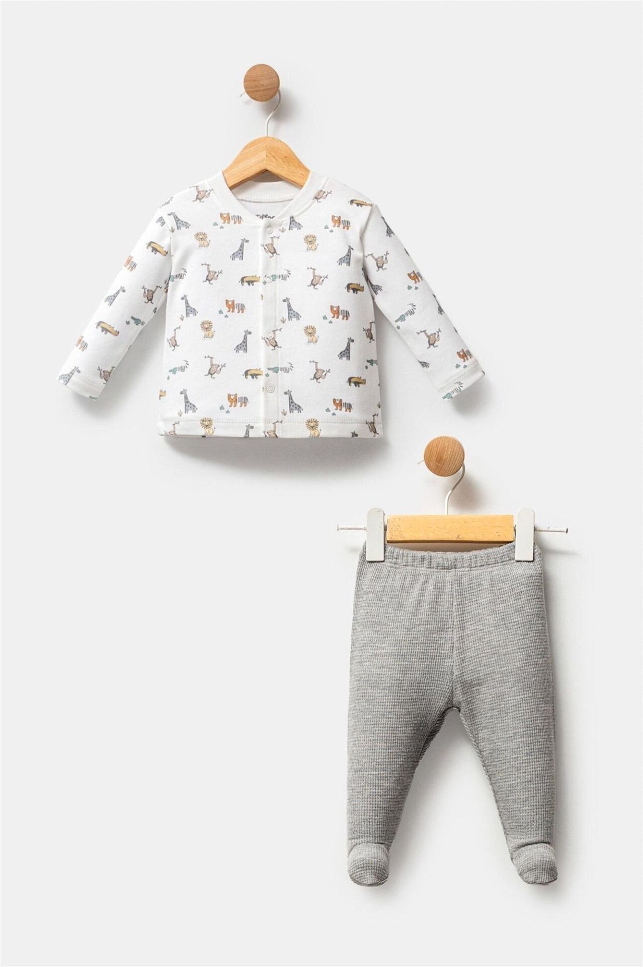 African Animals Hırka 2'li Takım 32135 Beyaz