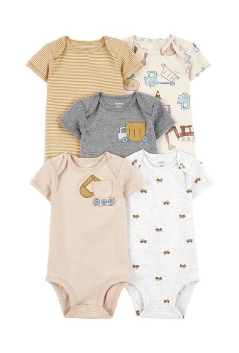 Carters  Layette Erkek Bebek Kısa Kollu 5li Body 1T008910 Desenli