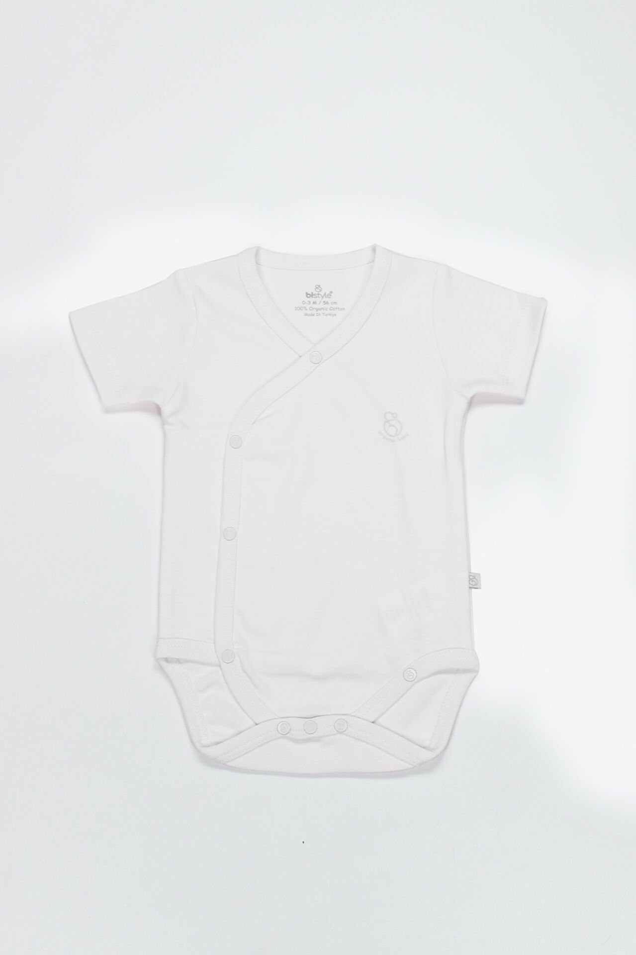 Bistyle Organik Natural Basic Style Kruvaze Yarım Kol Body BS17101 Beyaz