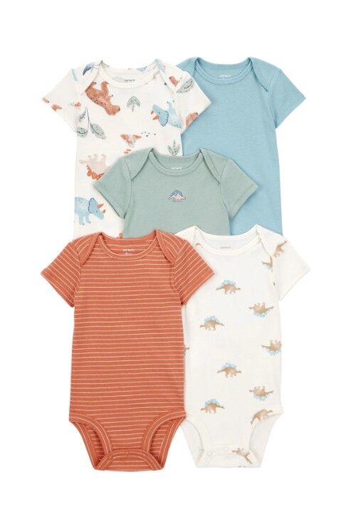 Carters  Layette Erkek Bebek Kısa Kollu 5li Body 1T008710 Desenli