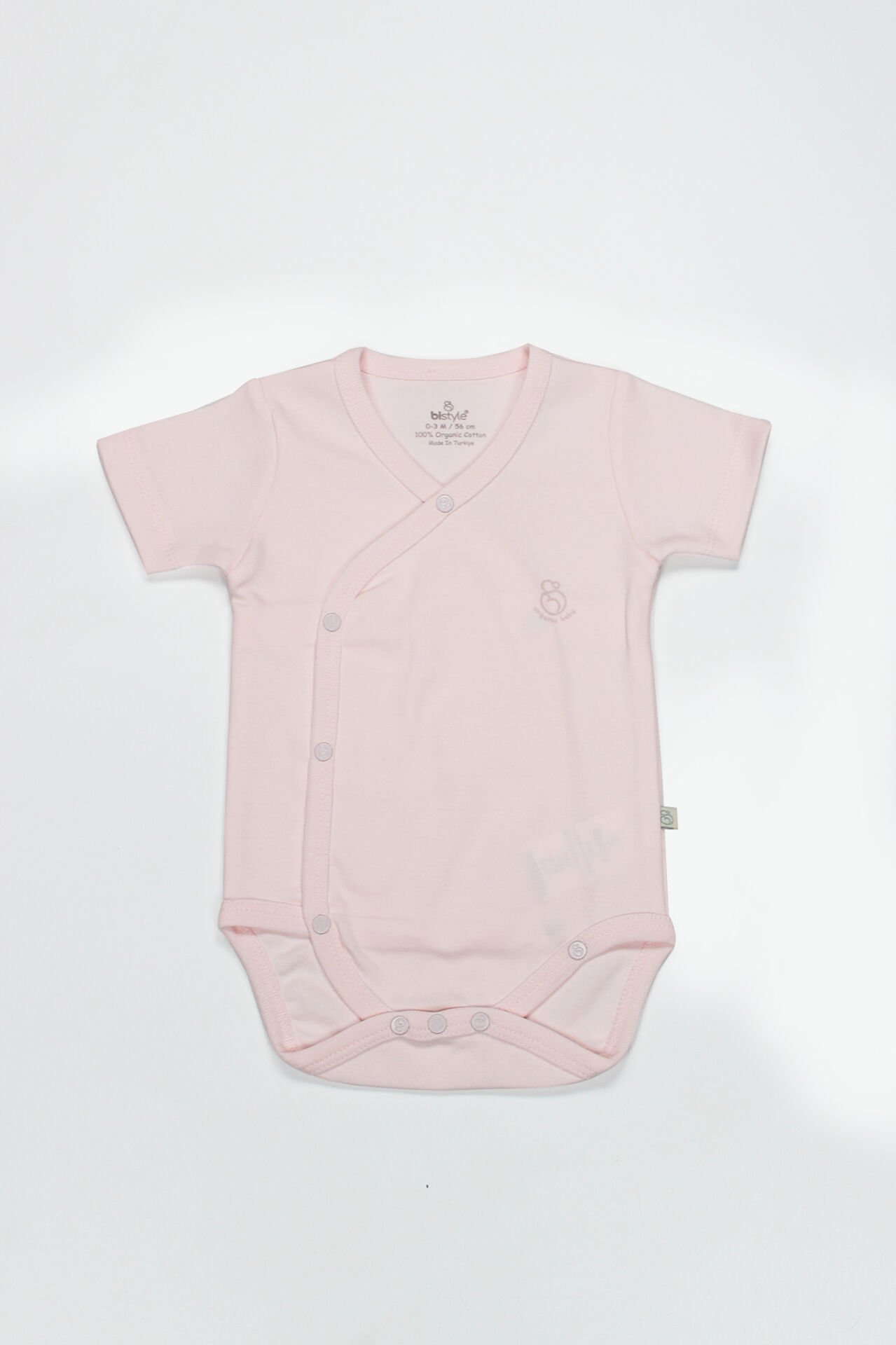 Bistyle Organik Natural Basic Style Kruvaze Yarım Kol Body BS17101 Pembe