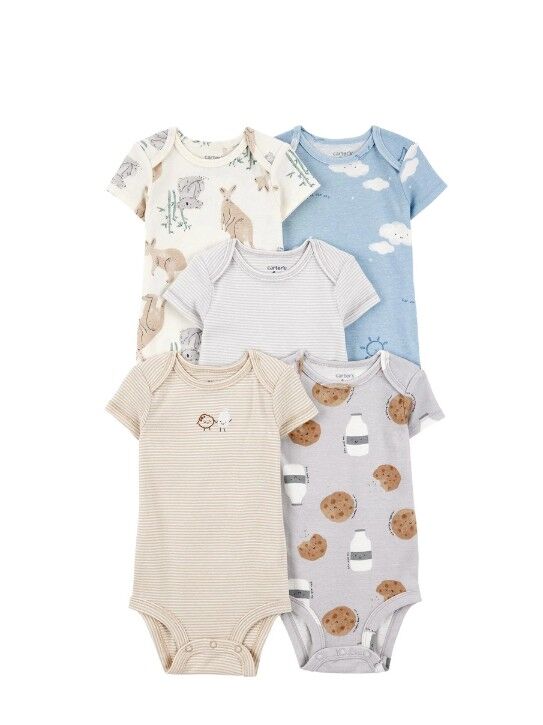 Carters  Layette Erkek Bebek Kısa Kollu 5li Body 1T009310 Desenli