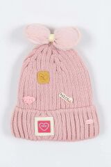 Kitti Çocuk Kız Kulaklı Bere (4-8 Yaş) K24130-02 Soft Pembe