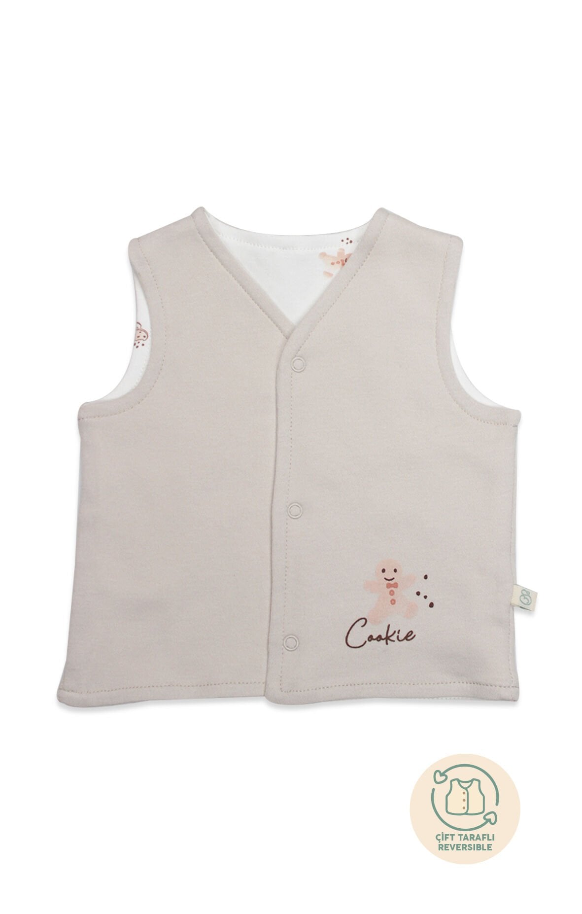 Bistyle Yelek Çift Taraflı Cookies Make Happy 18111 Ekru