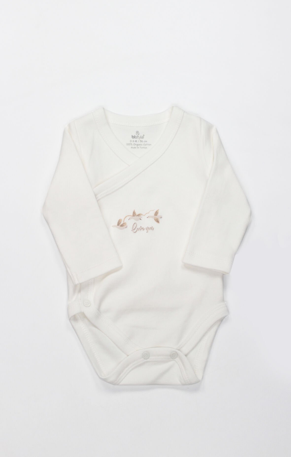 Bistyle Kruvaze Body Uzun Kol Love You Smile 17147 Ekru