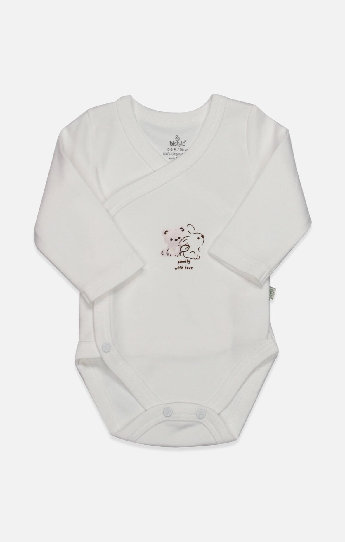 Bistyle Kruvaze Body Uzun Kol Love You Family 17146 Pudra