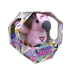 Peluş Ses Tekrarlı Hayvan Bileklik Aksesuar - Pembe Papağan