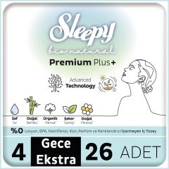Sleepy Bio Natural Premium Plus Mega Ekstra Gece Ped 26 Adet