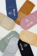 Bistyle Basic Kaymaz Penye Soket Çorap 3'Lü BS10107 Nil Ekru Bej