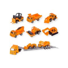 10 Parça Araç Taşıyan Tır Seti - Die Cast - DS047 - İnşaat