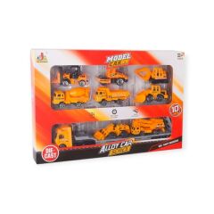 10 Parça Araç Taşıyan Tır Seti - Die Cast - DS047 - İnşaat