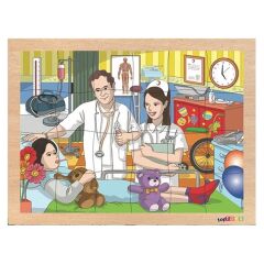 24 Parça Ahşap Puzzle-Hastane