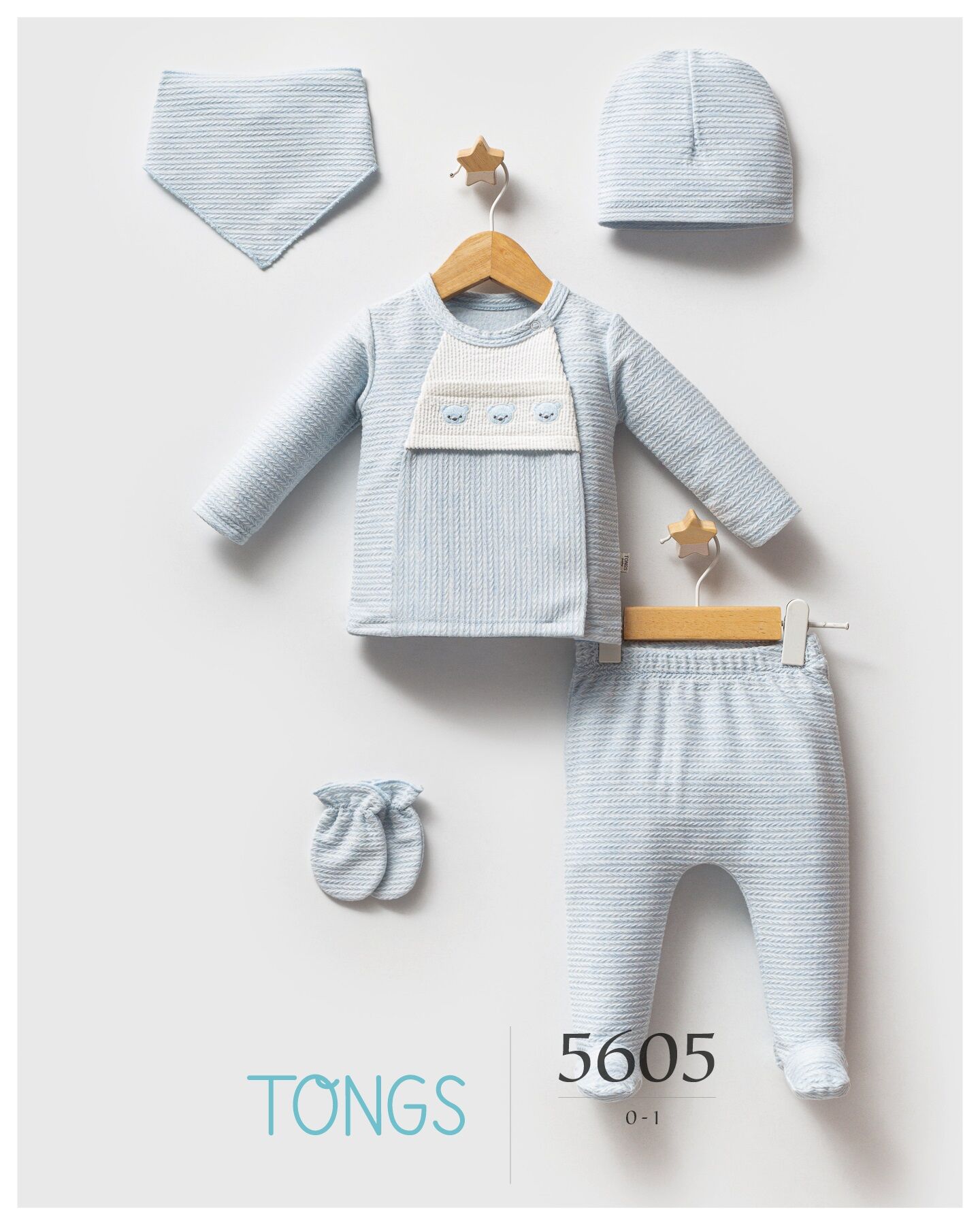 Tongs Baby Classic Bear 5'li Hastane Çıkışı 5605 Mavi