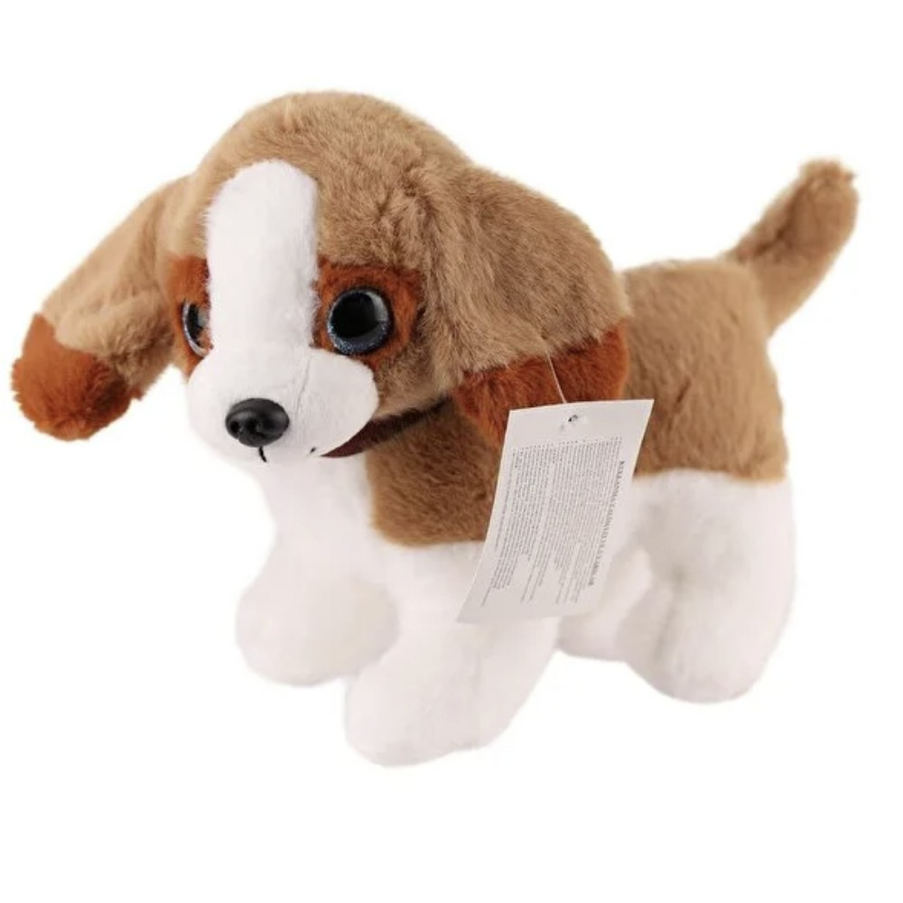 Sesli Peluş Köpek - 2309033 - Kahverengi-Beyaz