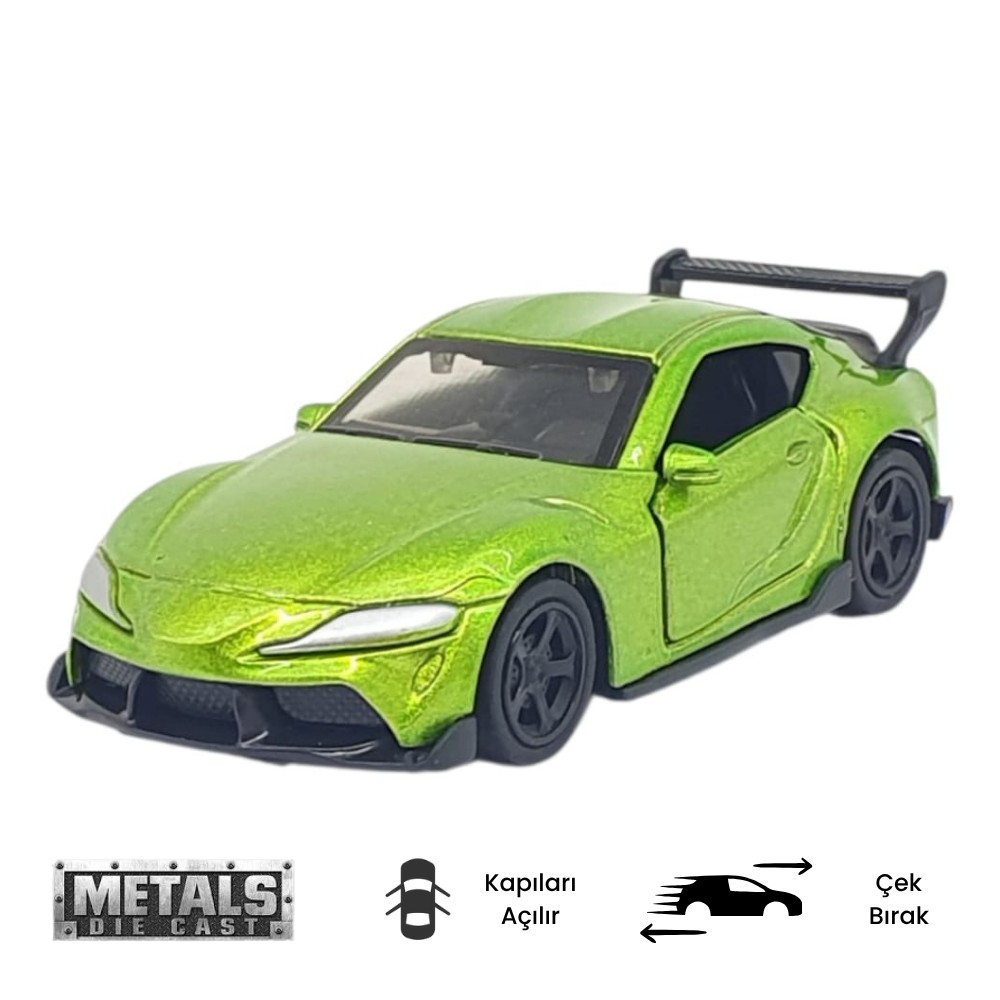 Çek Bırak Metal Küçük Arabalar 8 cm - 6411A - Yeşil