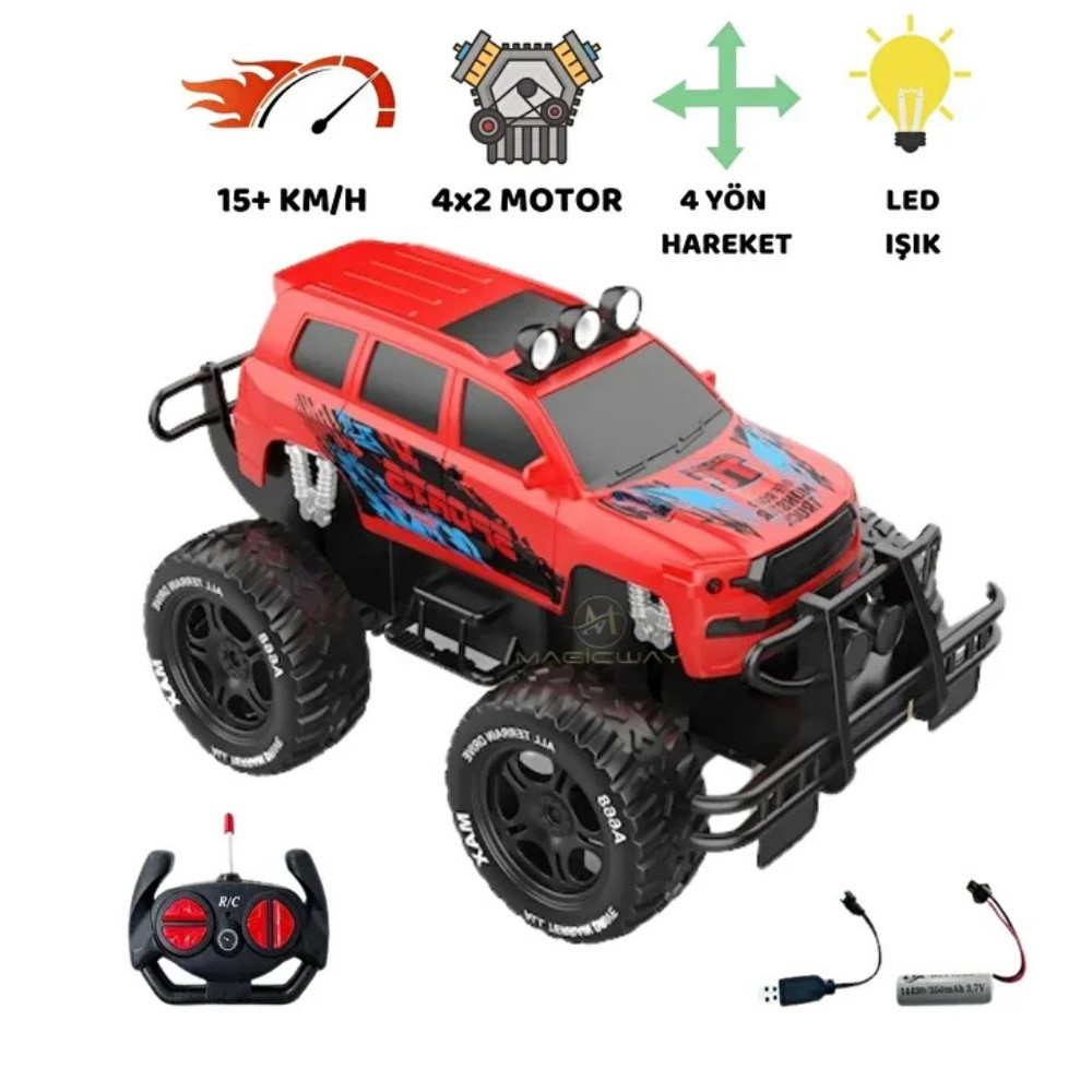Uzaktan Kumandalı Şarjlı Off - Road Aracı U/K 1/12 - Kırmızı