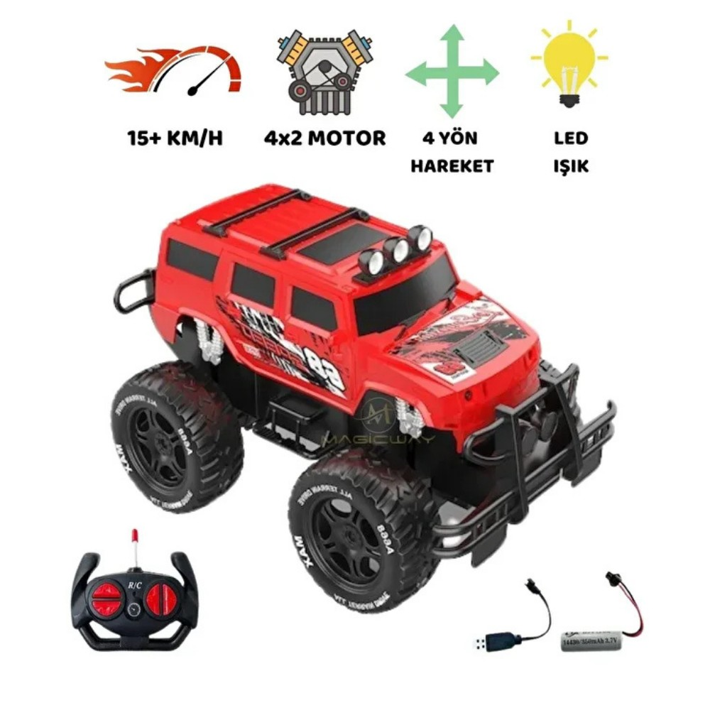 Uzaktan Kumandalı Şarjlı Off - Road Aracı U/K 1/12 - Kırmızı
