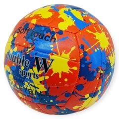 Voleybol Topu Splash Desenli Soft Touch Dikişli 280 gr - Kırmızı