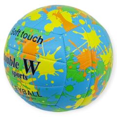 Voleybol Topu Sprey Desenli Soft Touch Dikişli 280 gr - Mavi