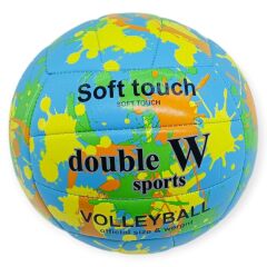 Voleybol Topu Sprey Desenli Soft Touch Dikişli 280 gr - Mavi