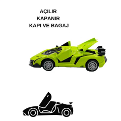 Uzaktan Kumandalı Spor Araba Kapıları Kumanda Kontrollü 1/18 - 789-104 - Yeşil