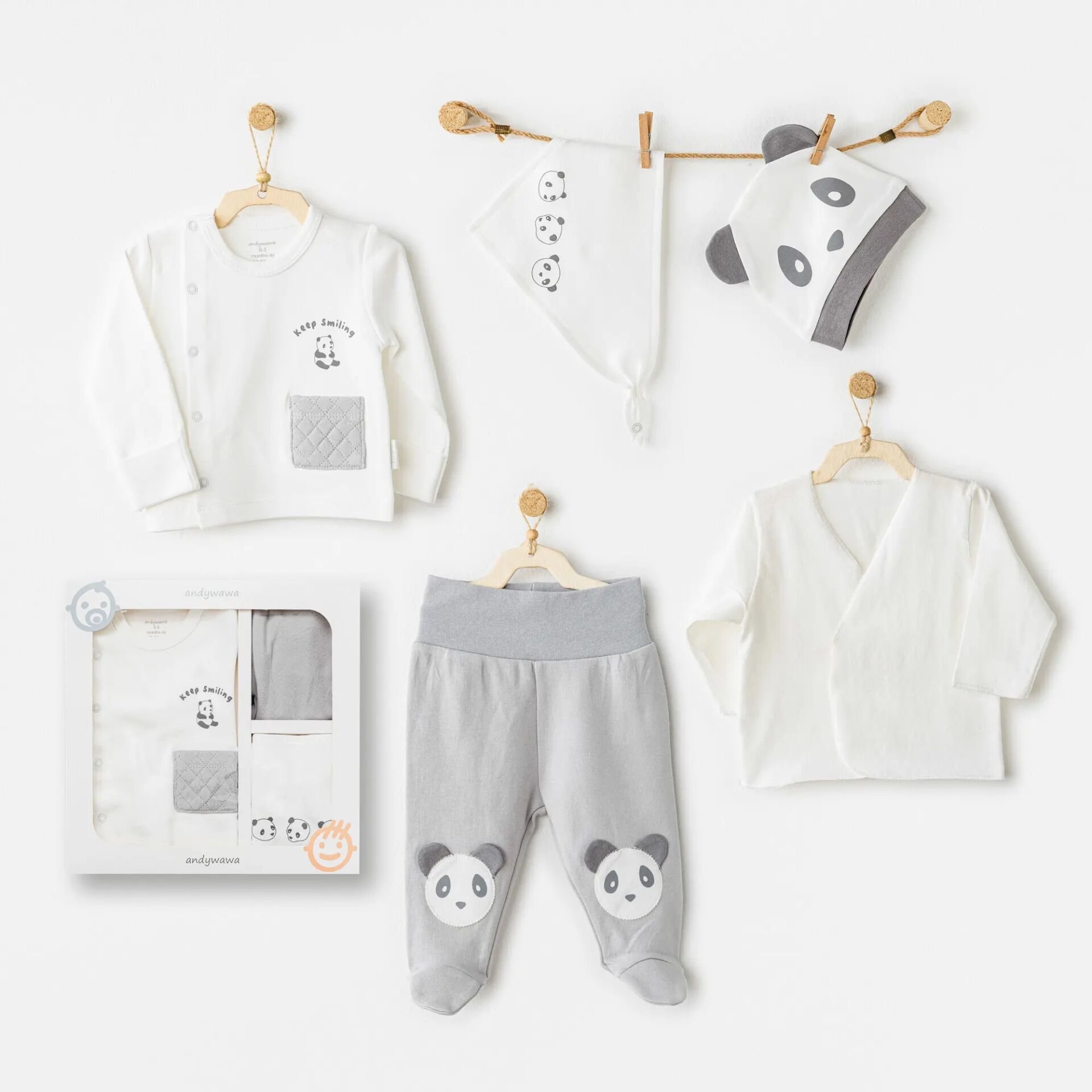 Andywawa AC26020 Keep Smiling 5'li Hastane Çıkışı Grey