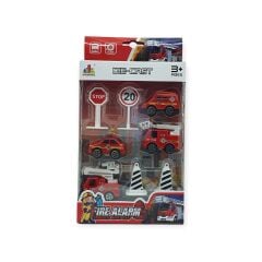 İş Makinaları 8 Parça Araç Seti - İtfaiye Seti