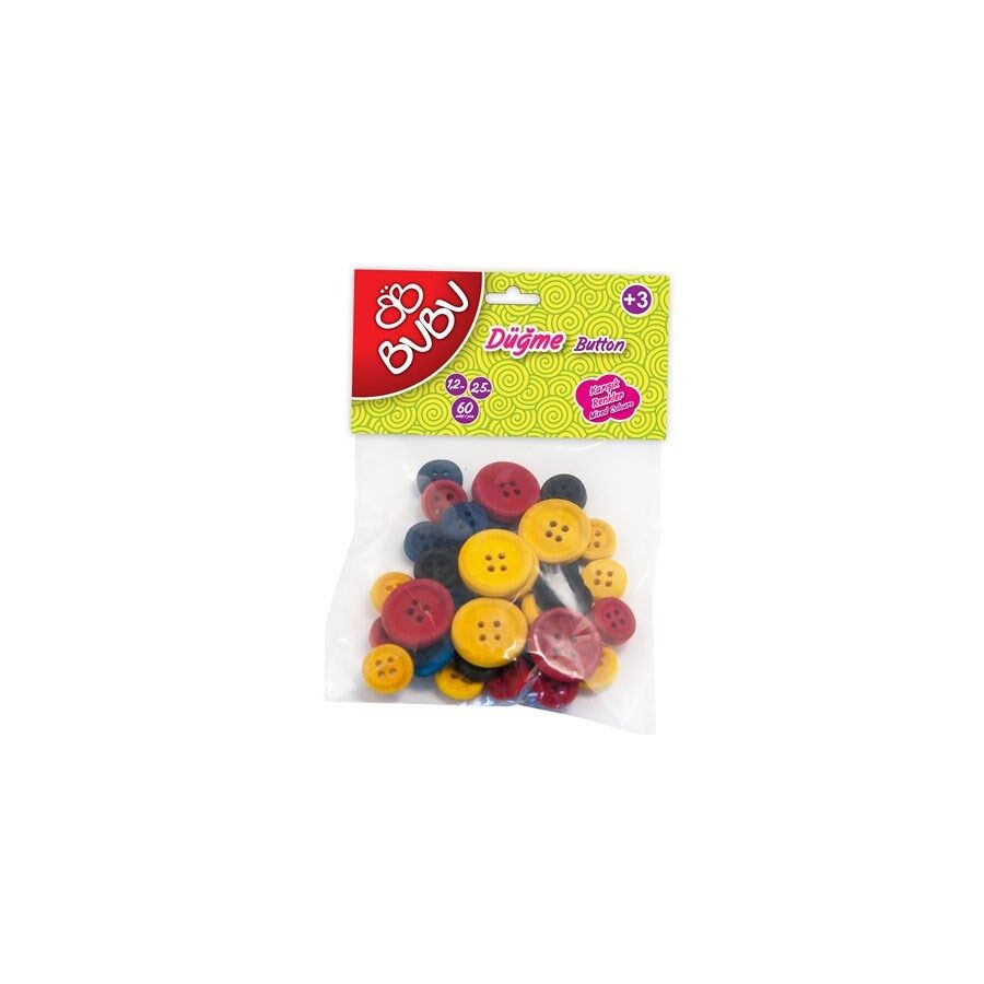 Bu-Bu Renkli Düğme 1,2cm 2,5cm 40'lı