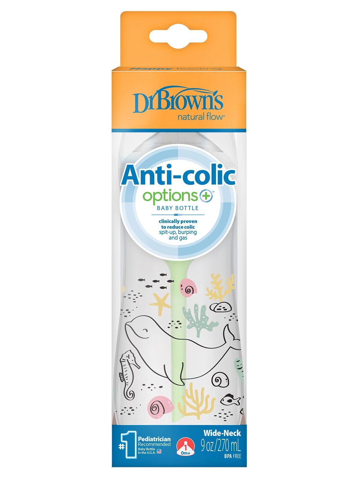 Dr.Brown's Geniş Ağız PP Antikolik Options Biberon  270 ml Kız