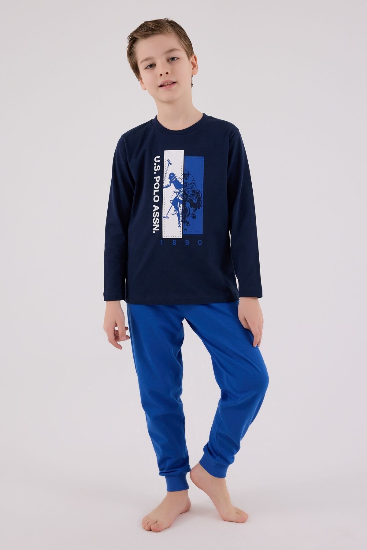 U.S. Polo Assn  Uzun Kol Pijama Takım US2206-4 Lacivert