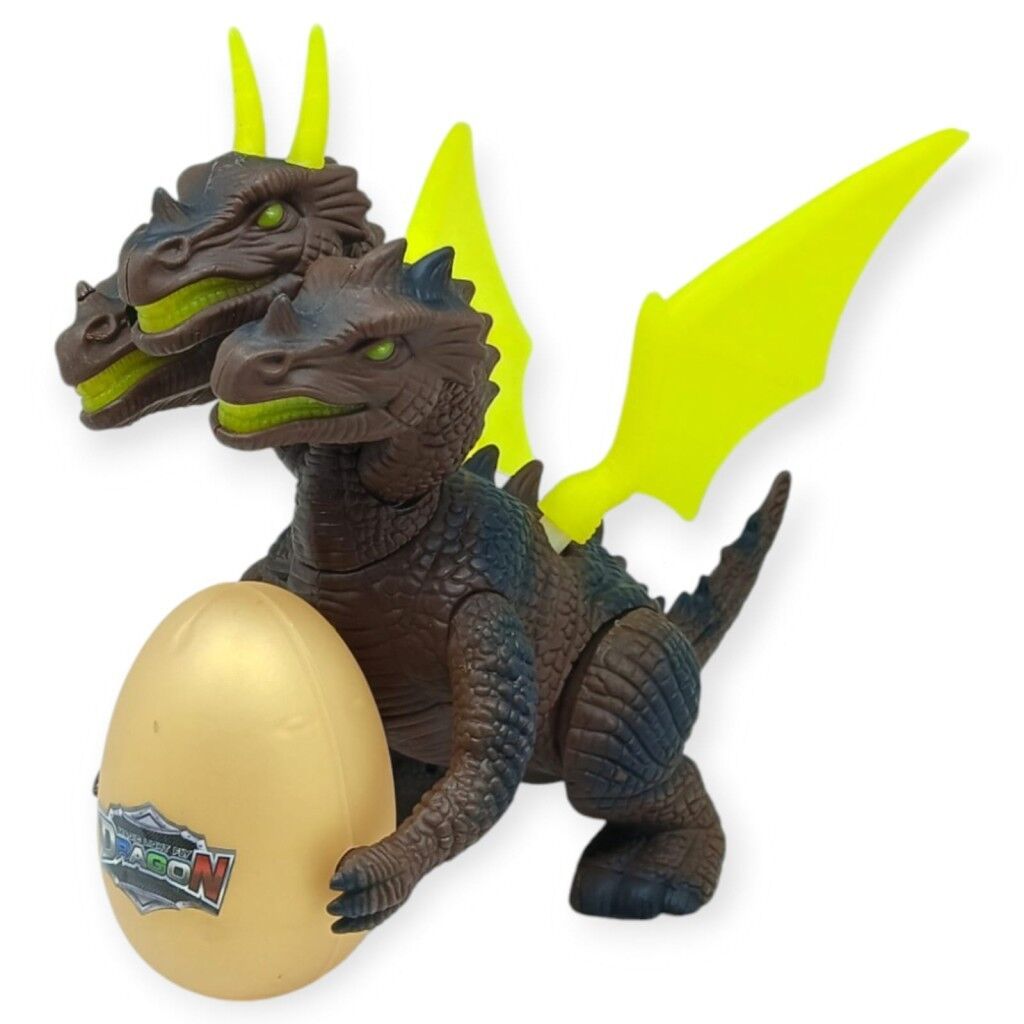 3 Başlı Mitolojik Ejderha - Pilli Yerde Gezen Sesli Figür - WH-3010