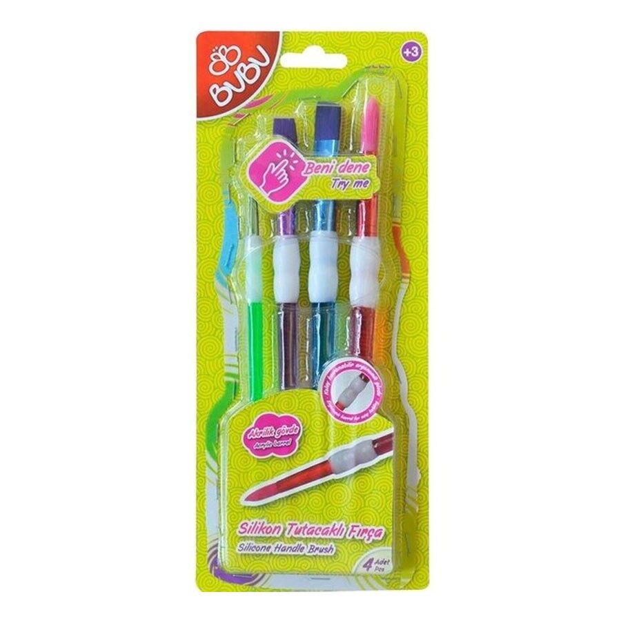 Bu-Bu Silikon Fırça Tutacaklı 4 Lü