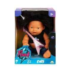 Punkçı Bebek Figürü 25 cm - Siyah Saçlı