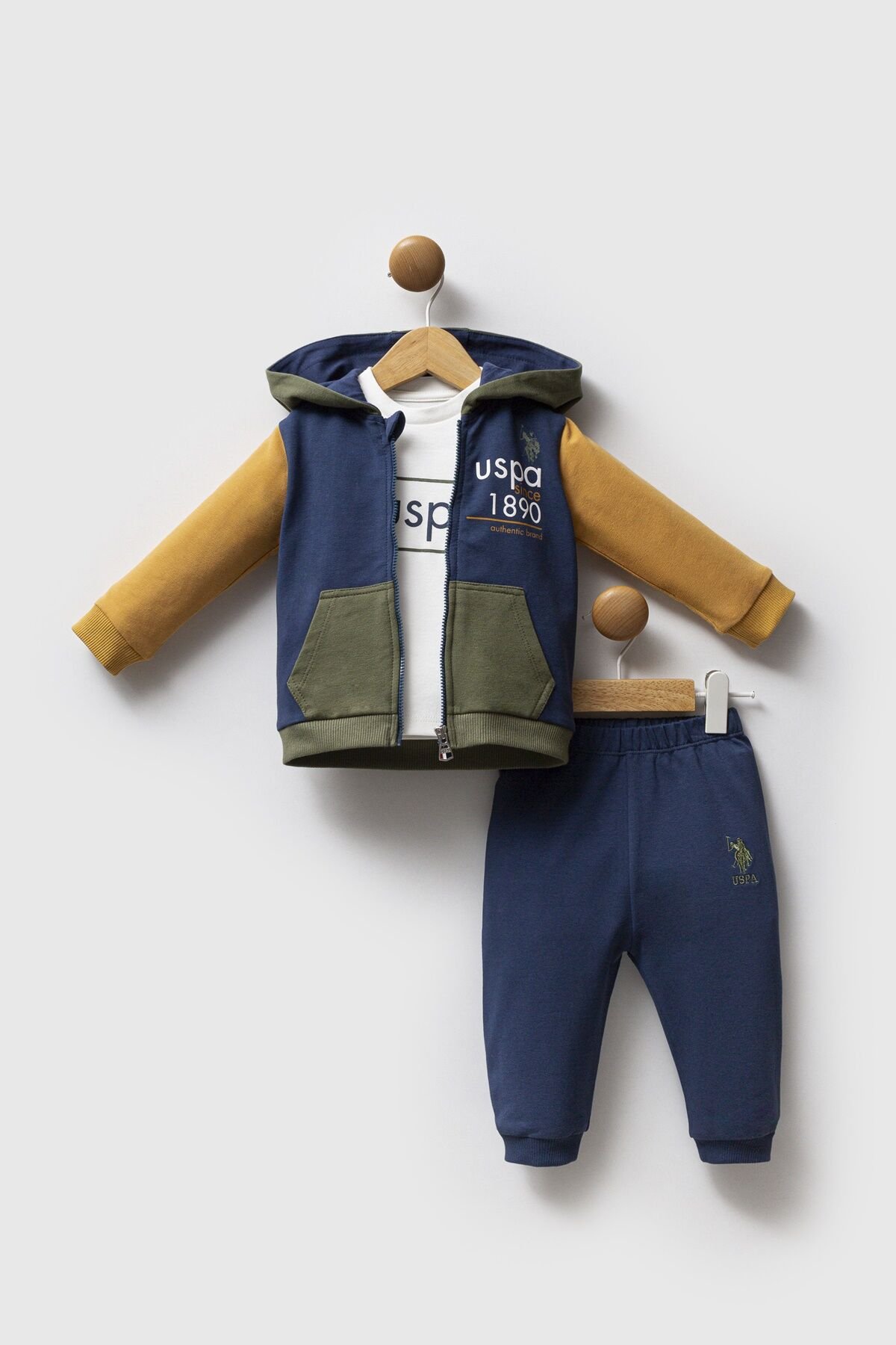 U.S. Polo Assn 3'lü Takım USB2574 İndigo Hardal