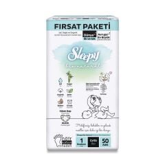 Sleepy Bio Natural Bebek Bezi Fırsat Paketi 1 Beden 2-5 Kg 50 Adet