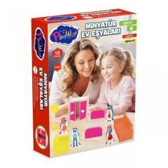 Playwood Kutuda Ahşap Minyatür Ev Eşyaları Seti