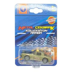 Çek Bırak Metal Küçük Arabalar 8 cm - SH40031 - Haki Taxi