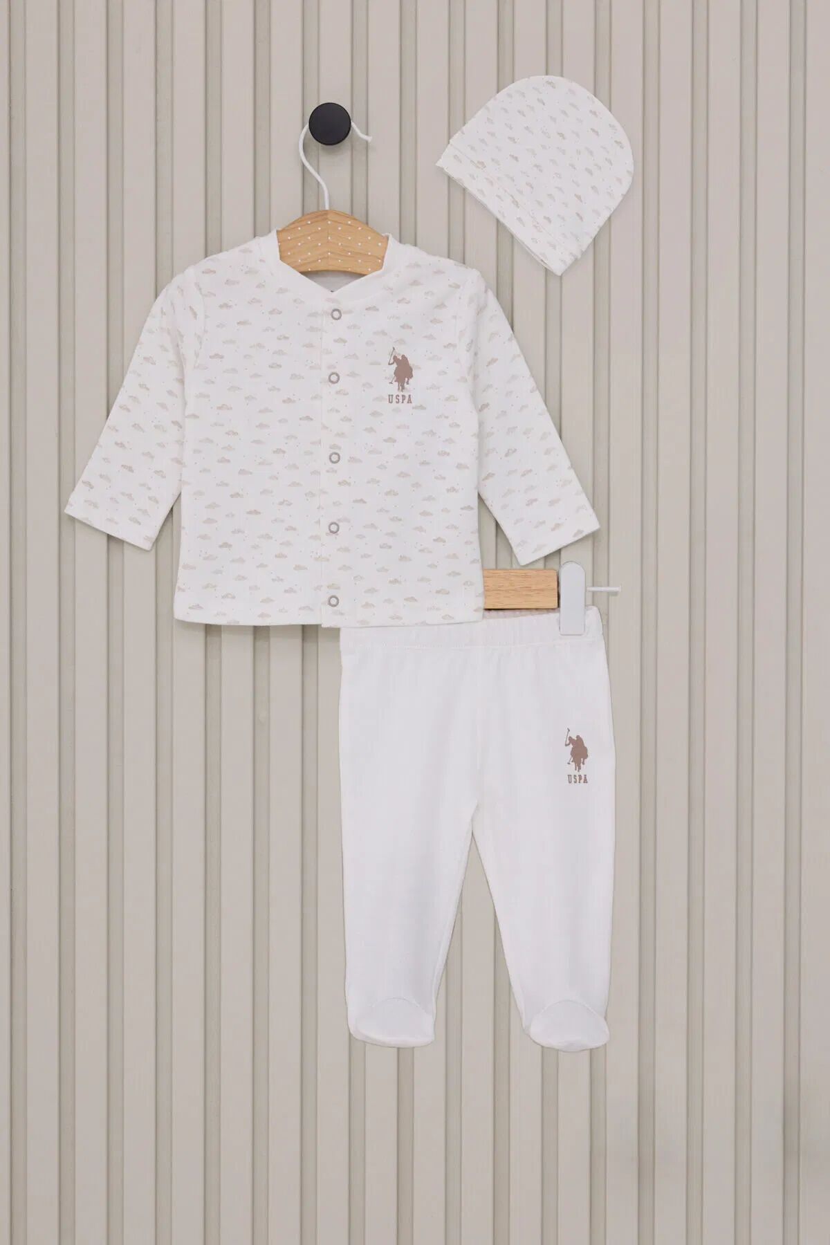 U.S Polo Bebek 3'Lü Takım USB2023 Krem
