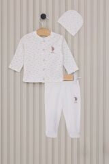 U.S Polo Bebek 3'Lü Takım USB2023 Krem